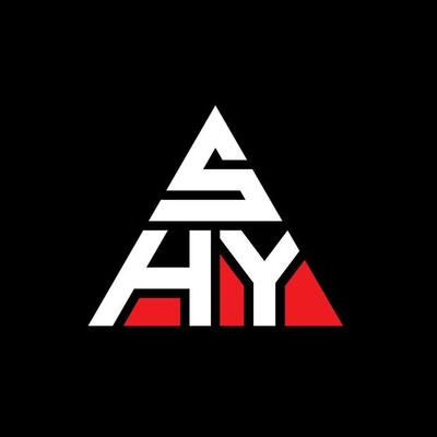 SHY triangle letter logo design with triangle shape. SHY triangle logo design monogram. SHY triangle vector logo template with red color. SHY triangular logo Simple, Elegant, and Luxurious Logo.