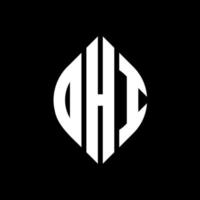 OHI circle letter logo design with circle and ellipse shape. OHI ellipse letters with typographic style. The three initials form a circle logo. OHI Circle Emblem Abstract Monogram Letter Mark Vector. vector