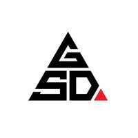 GSD triangle letter logo design with triangle shape. GSD triangle logo design monogram. GSD triangle vector logo template with red color. GSD triangular logo Simple, Elegant, and Luxurious Logo.