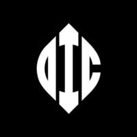 OIC circle letter logo design with circle and ellipse shape. OIC ellipse letters with typographic style. The three initials form a circle logo. OIC Circle Emblem Abstract Monogram Letter Mark Vector. vector