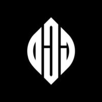 OJJ circle letter logo design with circle and ellipse shape. OJJ ellipse letters with typographic style. The three initials form a circle logo. OJJ Circle Emblem Abstract Monogram Letter Mark Vector. vector