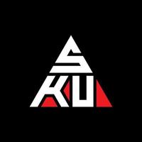 diseño de logotipo de letra de triángulo sku con forma de triángulo. monograma de diseño de logotipo de triángulo sku. plantilla de logotipo de vector de triángulo sku con color rojo. logotipo triangular sku logotipo simple, elegante y lujoso.