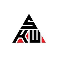 SKW triangle letter logo design with triangle shape. SKW triangle logo design monogram. SKW triangle vector logo template with red color. SKW triangular logo Simple, Elegant, and Luxurious Logo.