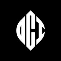 OCI circle letter logo design with circle and ellipse shape. OCI ellipse letters with typographic style. The three initials form a circle logo. OCI Circle Emblem Abstract Monogram Letter Mark Vector. vector