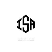 ISA letter logo design with polygon shape. ISA polygon and cube shape logo design. ISA hexagon vector logo template white and black colors. ISA monogram, business and real estate logo.