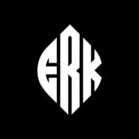 diseño de logotipo de letra de círculo erk con forma de círculo y elipse. erk letras elipses con estilo tipográfico. las tres iniciales forman un logo circular. vector de marca de letra de monograma abstracto del emblema del círculo erk.