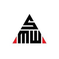 SMW triangle letter logo design with triangle shape. SMW triangle logo design monogram. SMW triangle vector logo template with red color. SMW triangular logo Simple, Elegant, and Luxurious Logo.