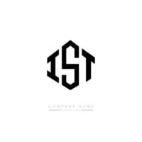 IST letter logo design with polygon shape. IST polygon and cube shape logo design. IST hexagon vector logo template white and black colors. IST monogram, business and real estate logo.