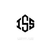 ISS letter logo design with polygon shape. ISS polygon and cube shape logo design. ISS hexagon vector logo template white and black colors. ISS monogram, business and real estate logo.