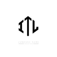 ITL letter logo design with polygon shape. ITL polygon and cube shape logo design. ITL hexagon vector logo template white and black colors. ITL monogram, business and real estate logo.