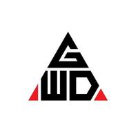 GWD triangle letter logo design with triangle shape. GWD triangle logo design monogram. GWD triangle vector logo template with red color. GWD triangular logo Simple, Elegant, and Luxurious Logo.