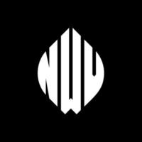 NWV circle letter logo design with circle and ellipse shape. NWV ellipse letters with typographic style. The three initials form a circle logo. NWV Circle Emblem Abstract Monogram Letter Mark Vector. vector