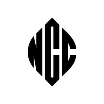 NCC circle letter logo design with circle and ellipse shape. NCC ellipse letters with typographic style. The three initials form a circle logo. NCC Circle Emblem Abstract Monogram Letter Mark Vector. vector