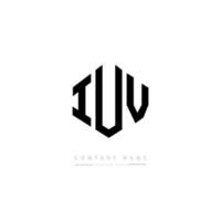 IUV letter logo design with polygon shape. IUV polygon and cube shape logo design. IUV hexagon vector logo template white and black colors. IUV monogram, business and real estate logo.