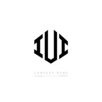 IUI letter logo design with polygon shape. IUI polygon and cube shape logo design. IUI hexagon vector logo template white and black colors. IUI monogram, business and real estate logo.