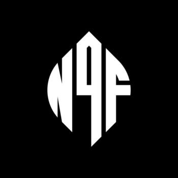 NQF circle letter logo design with circle and ellipse shape. NQF ellipse letters with typographic style. The three initials form a circle logo. NQF Circle Emblem Abstract Monogram Letter Mark Vector. vector