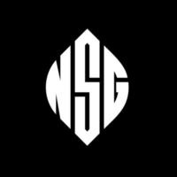 NSG circle letter logo design with circle and ellipse shape. NSG ellipse letters with typographic style. The three initials form a circle logo. NSG Circle Emblem Abstract Monogram Letter Mark Vector. vector
