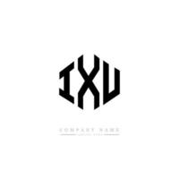 IXU letter logo design with polygon shape. IXU polygon and cube shape logo design. IXU hexagon vector logo template white and black colors. IXU monogram, business and real estate logo.