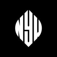 NYW circle letter logo design with circle and ellipse shape. NYW ellipse letters with typographic style. The three initials form a circle logo. NYW Circle Emblem Abstract Monogram Letter Mark Vector. vector