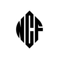 diseño de logotipo de letra de círculo ncf con forma de círculo y elipse. letras de elipse ncf con estilo tipográfico. las tres iniciales forman un logo circular. vector de marca de letra de monograma abstracto del emblema del círculo ncf.
