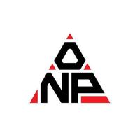 diseño de logotipo de letra triangular onp con forma de triángulo. monograma de diseño de logotipo de triángulo onp. plantilla de logotipo de vector de triángulo onp con color rojo. logotipo triangular onp logotipo simple, elegante y lujoso.