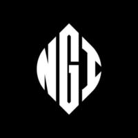 NGI circle letter logo design with circle and ellipse shape. NGI ellipse letters with typographic style. The three initials form a circle logo. NGI Circle Emblem Abstract Monogram Letter Mark Vector. vector