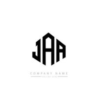 JAA letter logo design with polygon shape. JAA polygon and cube shape logo design. JAA hexagon vector logo template white and black colors. JAA monogram, business and real estate logo.