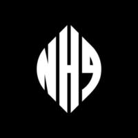 NHQ circle letter logo design with circle and ellipse shape. NHQ ellipse letters with typographic style. The three initials form a circle logo. NHQ Circle Emblem Abstract Monogram Letter Mark Vector. vector