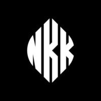 NKK circle letter logo design with circle and ellipse shape. NKK ellipse letters with typographic style. The three initials form a circle logo. NKK Circle Emblem Abstract Monogram Letter Mark Vector. vector