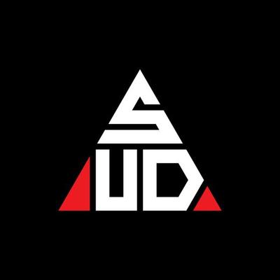 SUD triangle letter logo design with triangle shape. SUD triangle logo design monogram. SUD triangle vector logo template with red color. SUD triangular logo Simple, Elegant, and Luxurious Logo.
