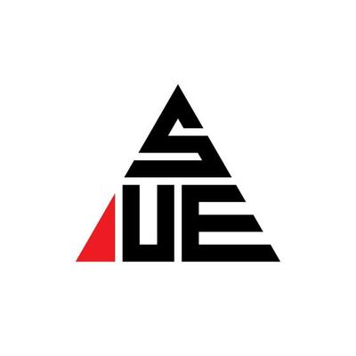 SUE triangle letter logo design with triangle shape. SUE triangle logo design monogram. SUE triangle vector logo template with red color. SUE triangular logo Simple, Elegant, and Luxurious Logo.