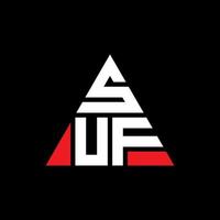 diseño de logotipo de letra triangular suf con forma de triángulo. monograma de diseño del logotipo del triángulo suf. plantilla de logotipo de vector de triángulo suf con color rojo. logo triangular suf logo simple, elegante y lujoso.