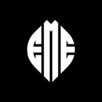 EME circle letter logo design with circle and ellipse shape. EME ellipse letters with typographic style. The three initials form a circle logo. EME Circle Emblem Abstract Monogram Letter Mark Vector. vector