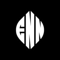 ENN circle letter logo design with circle and ellipse shape. ENN ellipse letters with typographic style. The three initials form a circle logo. ENN Circle Emblem Abstract Monogram Letter Mark Vector. vector