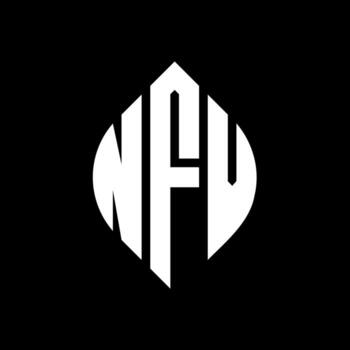 NFV circle letter logo design with circle and ellipse shape. NFV ellipse letters with typographic style. The three initials form a circle logo. NFV Circle Emblem Abstract Monogram Letter Mark Vector. vector