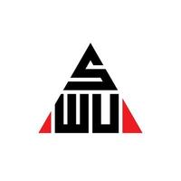 diseño de logotipo de letra triangular swu con forma de triángulo. monograma de diseño del logotipo del triángulo swu. plantilla de logotipo de vector de triángulo swu con color rojo. logotipo triangular swu logotipo simple, elegante y lujoso.