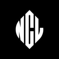 Diseño de logotipo de letra circular ncl con forma de círculo y elipse. ncl letras elipses con estilo tipográfico. las tres iniciales forman un logo circular. ncl círculo emblema resumen monograma letra marca vector. vector