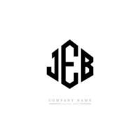 JEB letter logo design with polygon shape. JEB polygon and cube shape logo design. JEB hexagon vector logo template white and black colors. JEB monogram, business and real estate logo.