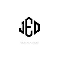 diseño de logotipo de letra jed con forma de polígono. jed polígono y diseño de logotipo en forma de cubo. jed hexagon vector logo plantilla colores blanco y negro. monograma jed, logotipo empresarial y inmobiliario.