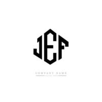 JEF letter logo design with polygon shape. JEF polygon and cube shape logo design. JEF hexagon vector logo template white and black colors. JEF monogram, business and real estate logo.