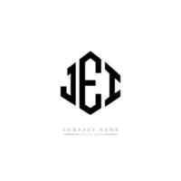 JEI letter logo design with polygon shape. JEI polygon and cube shape logo design. JEI hexagon vector logo template white and black colors. JEI monogram, business and real estate logo.