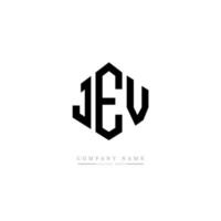 JEV letter logo design with polygon shape. JEV polygon and cube shape logo design. JEV hexagon vector logo template white and black colors. JEV monogram, business and real estate logo.