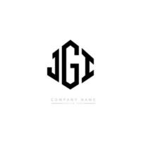 JGI letter logo design with polygon shape. JGI polygon and cube shape logo design. JGI hexagon vector logo template white and black colors. JGI monogram, business and real estate logo.