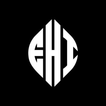EHI circle letter logo design with circle and ellipse shape. EHI ellipse letters with typographic style. The three initials form a circle logo. EHI Circle Emblem Abstract Monogram Letter Mark Vector. vector