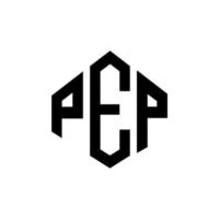 diseño de logotipo de letra pep con forma de polígono. pep polígono y diseño de logotipo en forma de cubo. pep hexagon vector logo plantilla colores blanco y negro. monograma de pep, logo de negocios y bienes raíces.