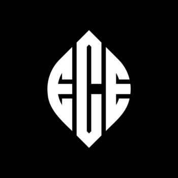 diseño de logotipo de letra de círculo ece con forma de círculo y elipse. ece elipse letras con estilo tipográfico. las tres iniciales forman un logo circular. ece círculo emblema resumen monograma letra marca vector. vector