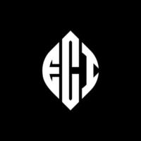 ECI circle letter logo design with circle and ellipse shape. ECI ellipse letters with typographic style. The three initials form a circle logo. ECI Circle Emblem Abstract Monogram Letter Mark Vector. vector