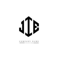 JIE letter logo design with polygon shape. JIE polygon and cube shape logo design. JIE hexagon vector logo template white and black colors. JIE monogram, business and real estate logo.