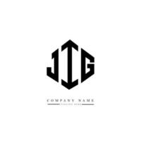 JIG letter logo design with polygon shape. JIG polygon and cube shape logo design. JIG hexagon vector logo template white and black colors. JIG monogram, business and real estate logo.