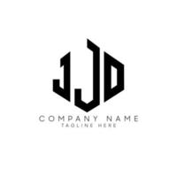 JJO letter logo design with polygon shape. JJO polygon and cube shape logo design. JJO hexagon vector logo template white and black colors. JJO monogram, business and real estate logo.